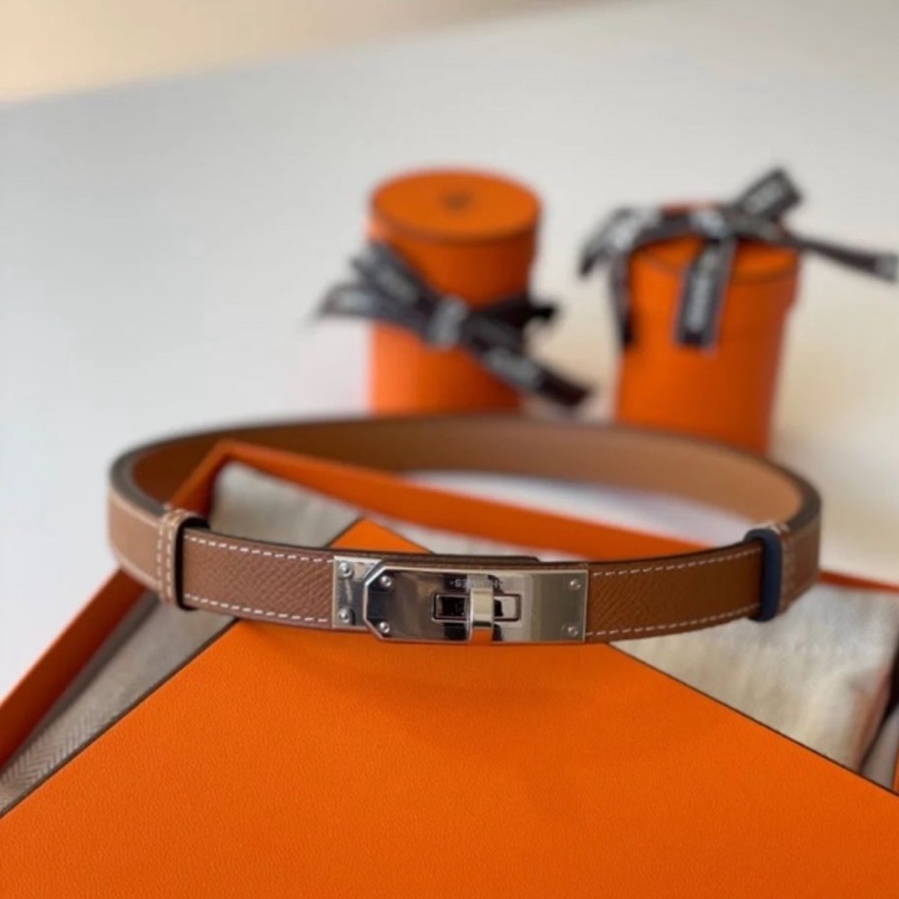 BNIB Hermes Kelly belt gold color silver hardware